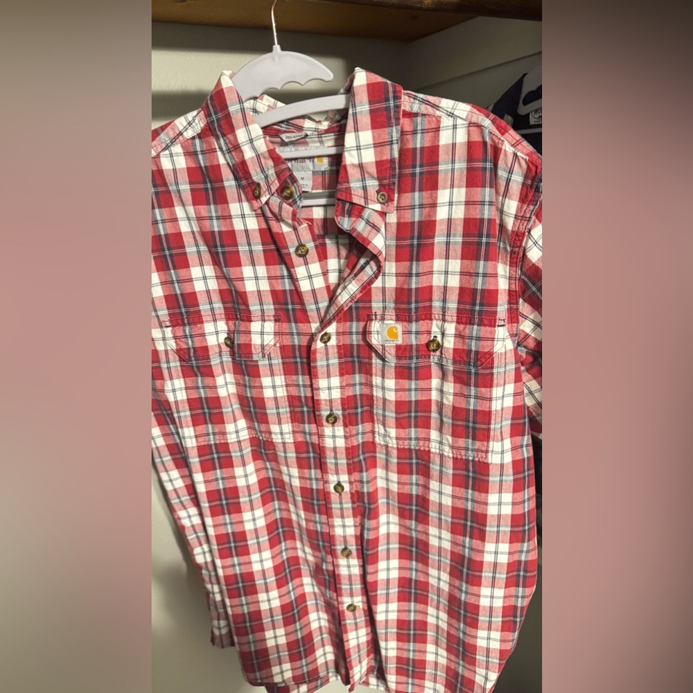 Red plaid medium relaxed fit carhartt shirt
